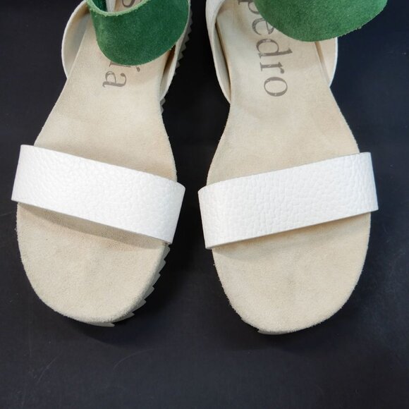 PEDRO GARCIA Jenile Ankle Strap Flat Sandals Size 41 11 White Green Leather NEW - Picture 4 of 12